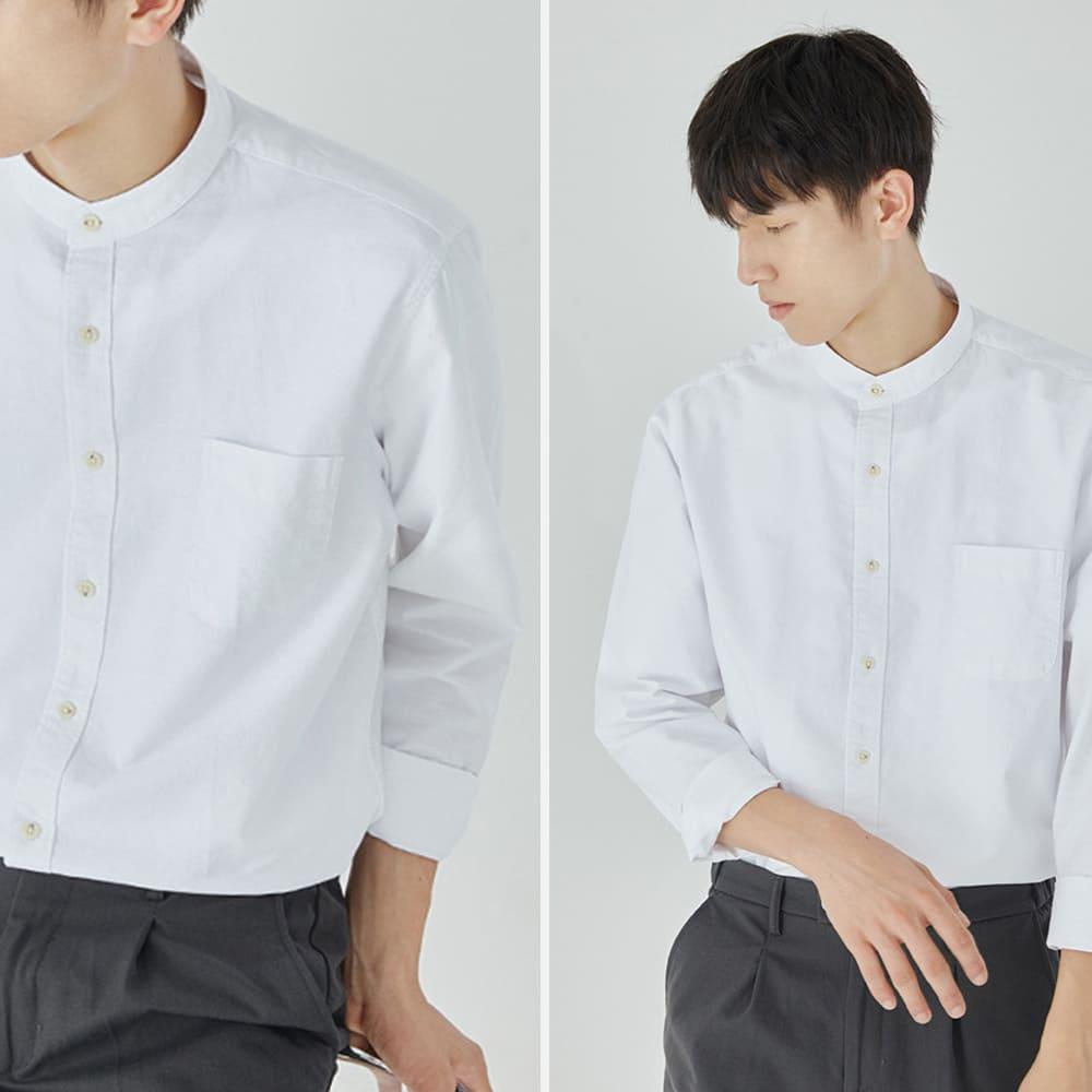 【快速出貨】現貨 立領襯衫 素面襯衫 長袖襯衫 牛津布 男 中山領 襯衫 口袋 上班襯衫 日系襯衫-細節圖2