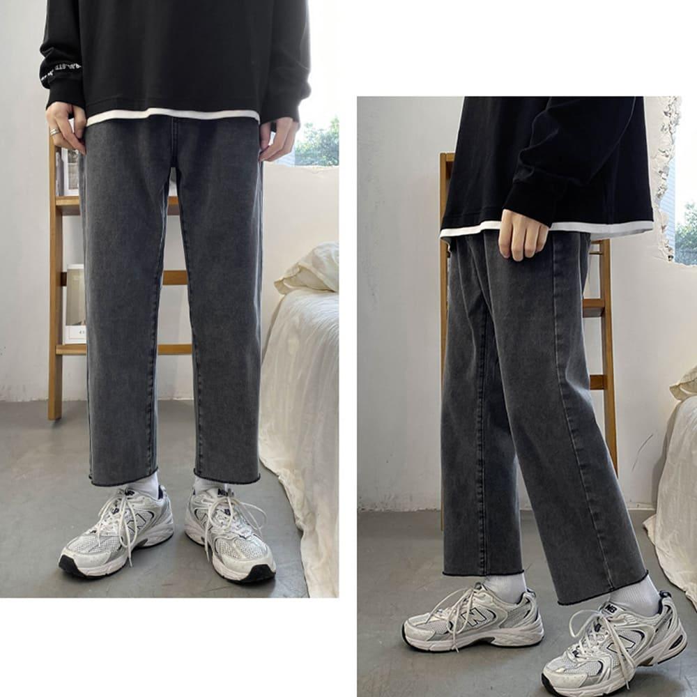 【快速出貨】牛仔褲 牛仔長褲 小直筒 修身 錐型褲 日系 復古 單寧 牛仔長褲 長褲 寬鬆 寬褲 直筒褲 九分褲-細節圖4