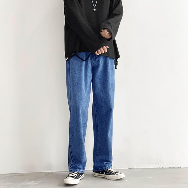 【快速出貨】牛仔褲 寬褲 牛仔寬褲 長褲 素面牛仔寬褲 直筒褲 基礎 素色 休閒長褲 牛仔褲 情侶 街頭 白色牛仔褲-細節圖2