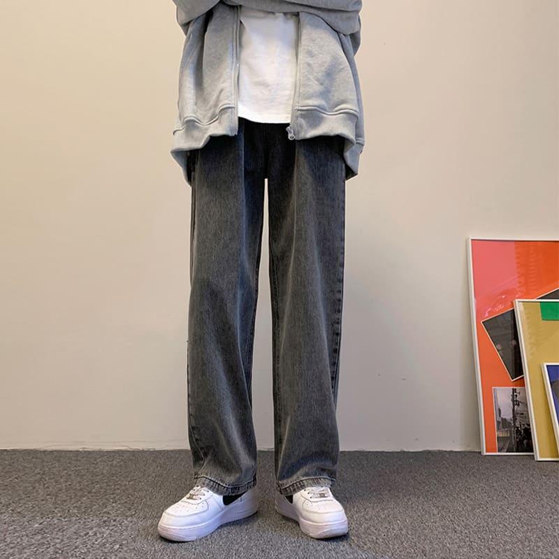 【快速出貨】牛仔褲 寬褲 牛仔寬褲 長褲 素面牛仔寬褲 直筒褲 基礎 素色 休閒長褲 牛仔褲 情侶 街頭 白色牛仔褲-細節圖3