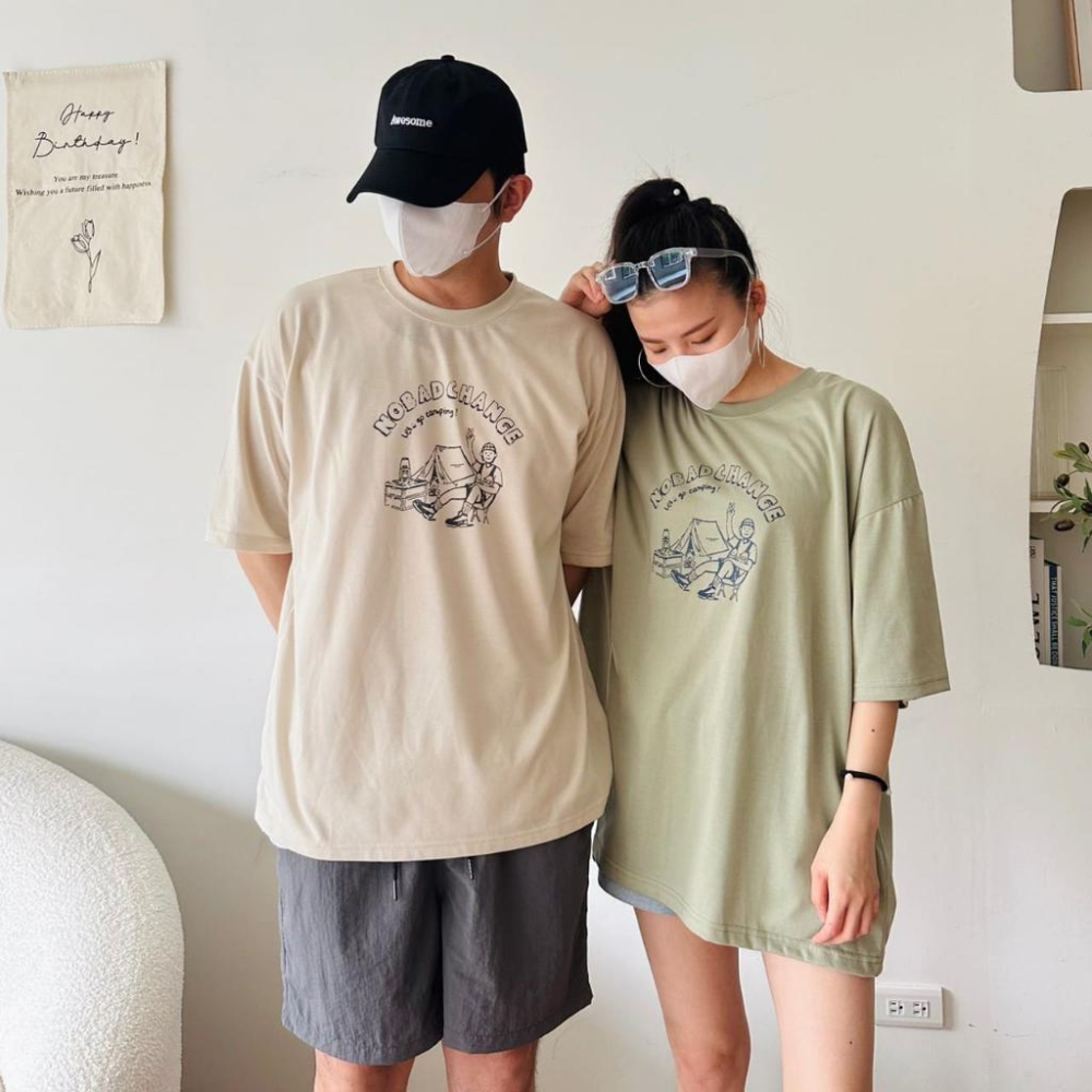 【快速出貨】現貨 韓系 短T 落肩素T 落肩 t恤 tee 男 oversize 情侶裝 上衣 短踢 寬鬆 露營 戶外-細節圖2
