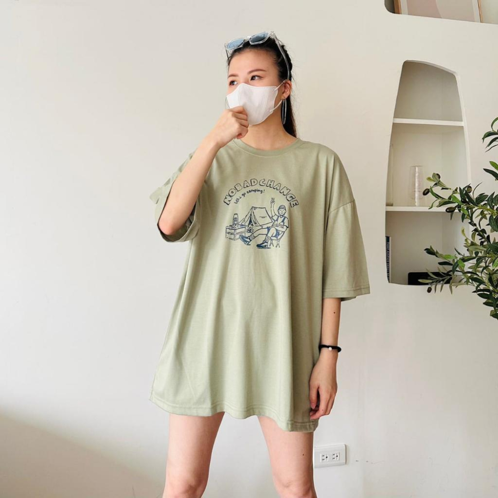 【快速出貨】現貨 韓系 短T 落肩素T 落肩 t恤 tee 男 oversize 情侶裝 上衣 短踢 寬鬆 露營 戶外-細節圖4