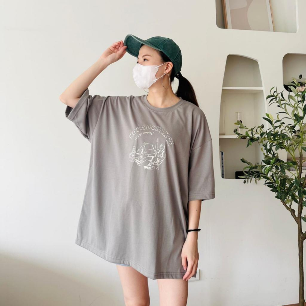 【快速出貨】現貨 韓系 短T 落肩素T 落肩 t恤 tee 男 oversize 情侶裝 上衣 短踢 寬鬆 露營 戶外-細節圖6