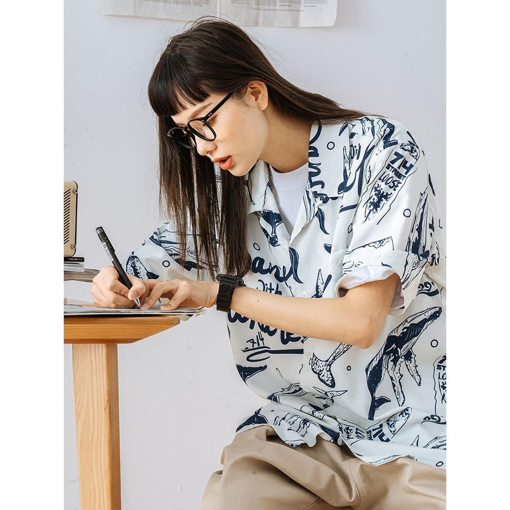 【隔天出貨】現貨 花襯衫男 花葉襯衫 花襯衫 瘦子襯衫 花襯衫女 花襯衫男 短袖襯衫 外搭襯衫 情侶襯衫 62516-細節圖3