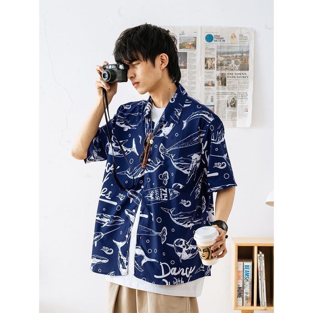 【隔天出貨】現貨 花襯衫男 花葉襯衫 花襯衫 瘦子襯衫 花襯衫女 花襯衫男 短袖襯衫 外搭襯衫 情侶襯衫 62516-細節圖4