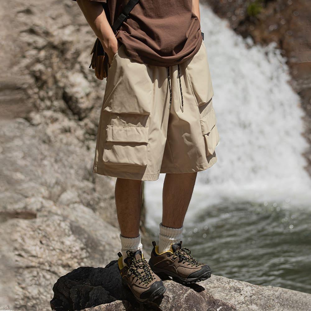 【快速出貨】尼龍工裝短褲 短褲 工裝褲 短褲男 工裝短褲 日系 阿美咔嘰 工作褲 寬短褲 五分褲 戶外機能 男女同款-細節圖3