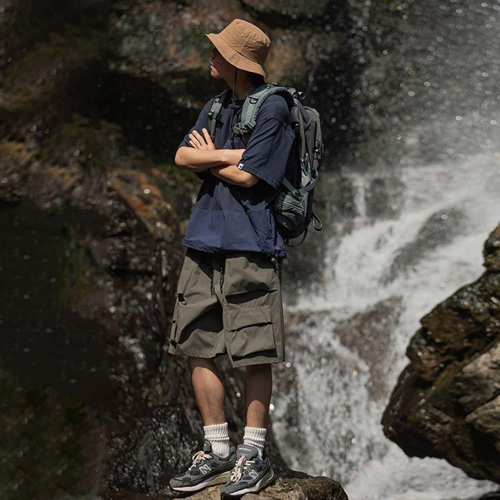 【快速出貨】尼龍工裝短褲 短褲 工裝褲 短褲男 工裝短褲 日系 阿美咔嘰 工作褲 寬短褲 五分褲 戶外機能 男女同款-細節圖4