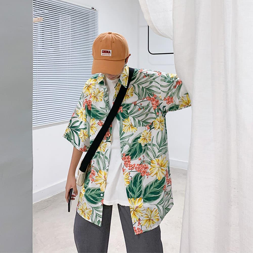 【快速出貨】現貨 花襯衫 短袖襯衫 夏威夷襯衫 休閒襯衫 休閒襯衫男 男短袖襯衫口袋襯衫 男生休閒襯衫 現貨 32518-細節圖3