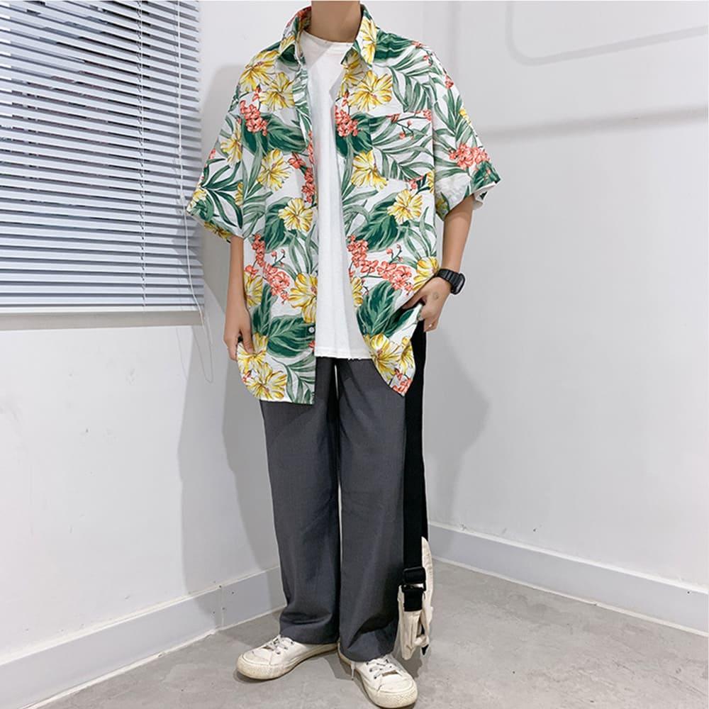 【快速出貨】現貨 花襯衫 短袖襯衫 夏威夷襯衫 休閒襯衫 休閒襯衫男 男短袖襯衫口袋襯衫 男生休閒襯衫 現貨 32518-細節圖4