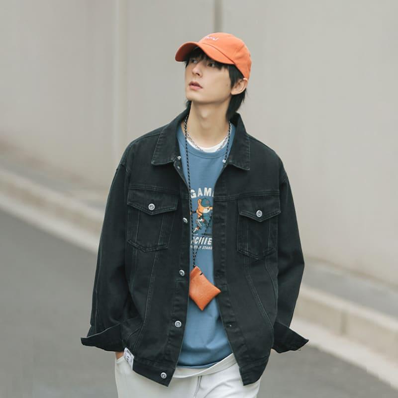 【快速出貨】可拆式連帽牛仔外套 假兩件外套 情侶外套 可拆帽 連帽 牛仔外套 牛仔 寬鬆 夾克 丹寧 連帽牛仔-細節圖6