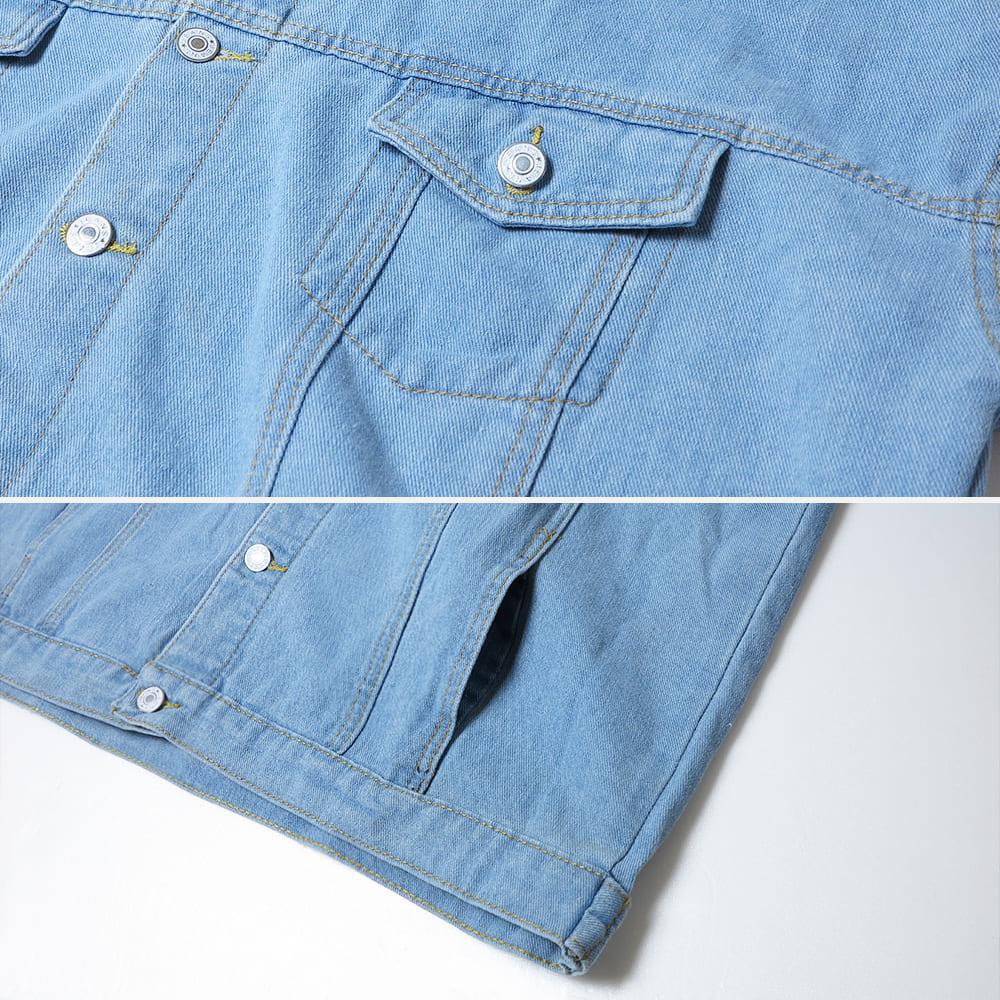 【快速出貨】可拆式連帽牛仔外套 假兩件外套 情侶外套 可拆帽 連帽 牛仔外套 牛仔 寬鬆 夾克 丹寧 連帽牛仔-細節圖9