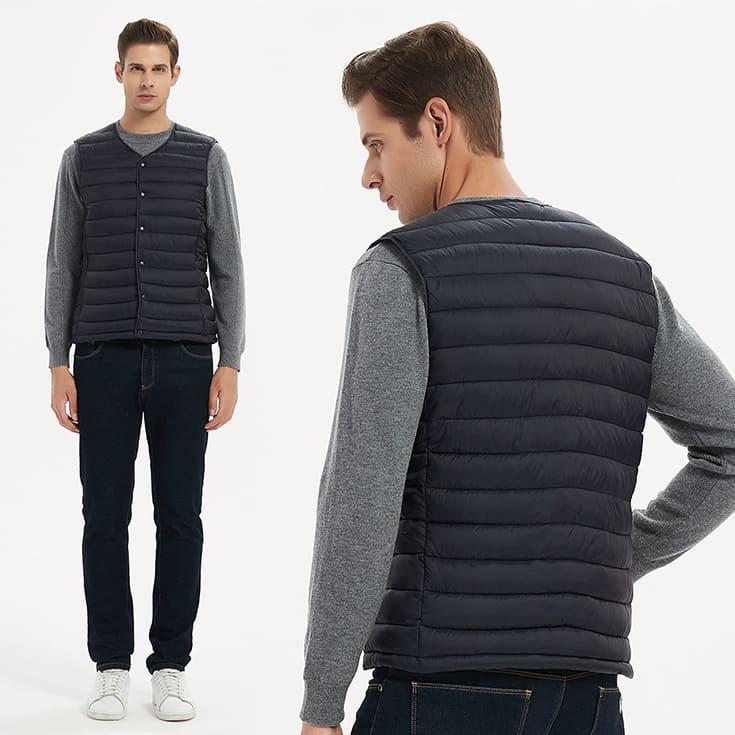 【出清特價】極輕羽絨棉背心 背心外套 保暖 鋪棉背心 立領 防風外套 背心 馬甲 百搭 素面 外套 男 口袋拉鍊 無袖-細節圖2