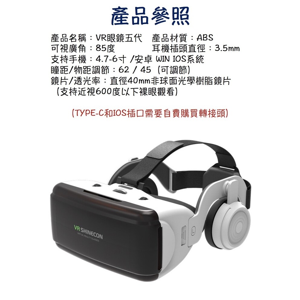 VR眼鏡五代 Google Cardboard 3D眼鏡 VR實境顯示器 (可戴眼鏡使用/內附耳機)-細節圖5