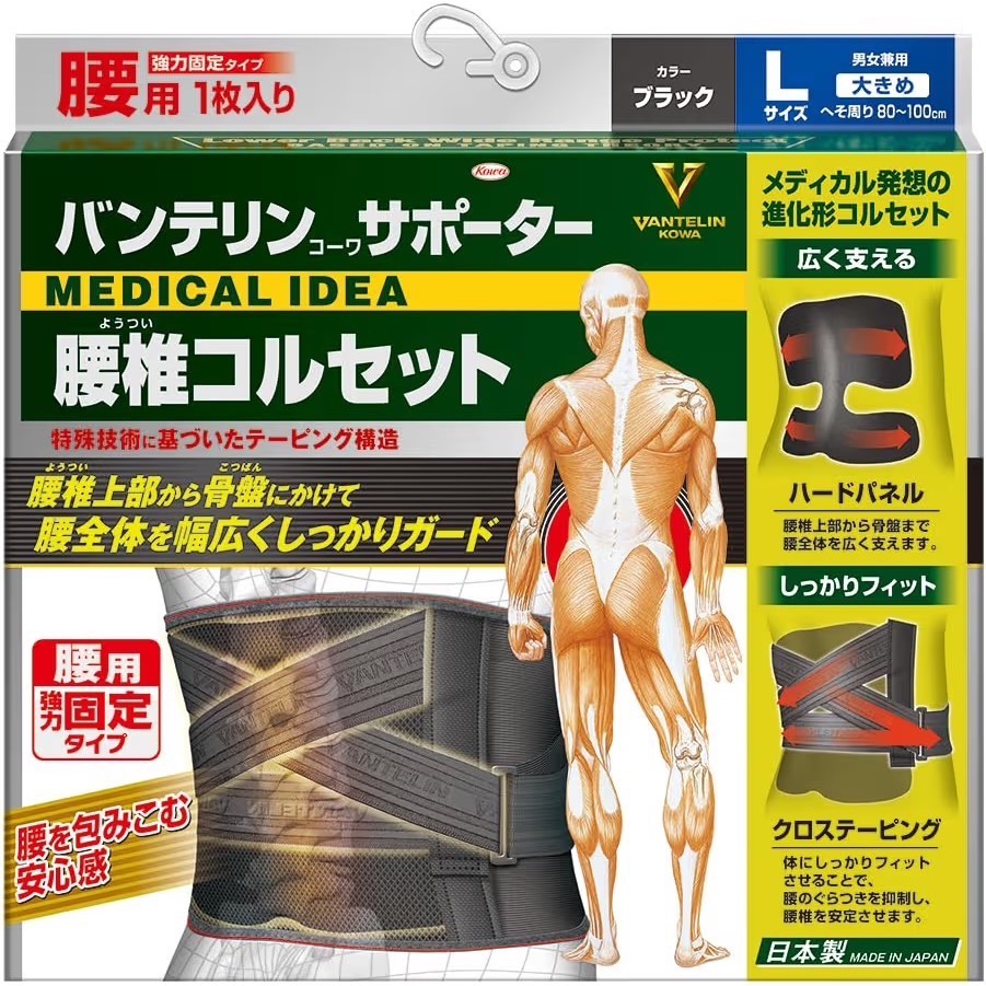 日本 Vantelin Kowa興和強力固定型馬甲護腰帶 運動護腰-規格圖5