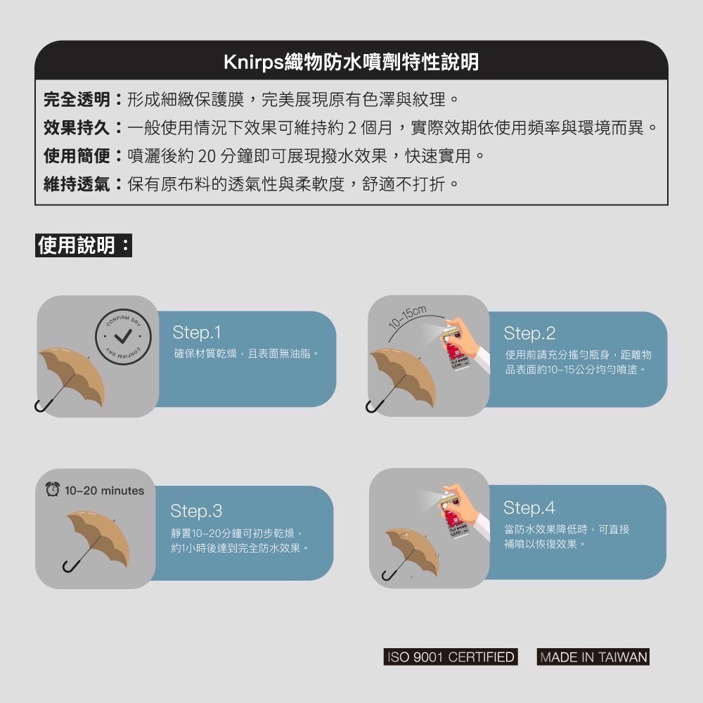 Knirps® 德國紅點傘織物長效防水噴霧罐-細節圖8