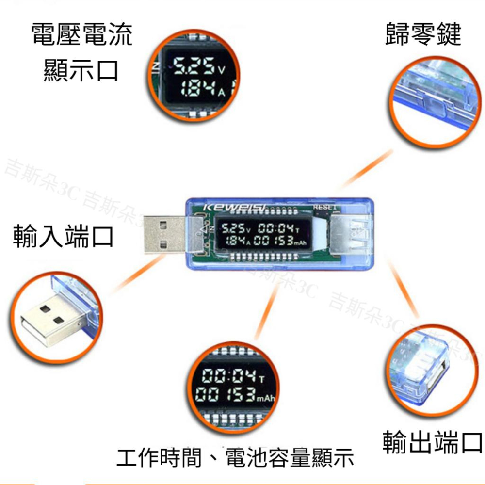 【免運🔥現貨】電池檢測器 電壓檢測 電流檢測 電池檢測 電壓 電流 測試 USB測試 隨插即用 檢測器-細節圖3