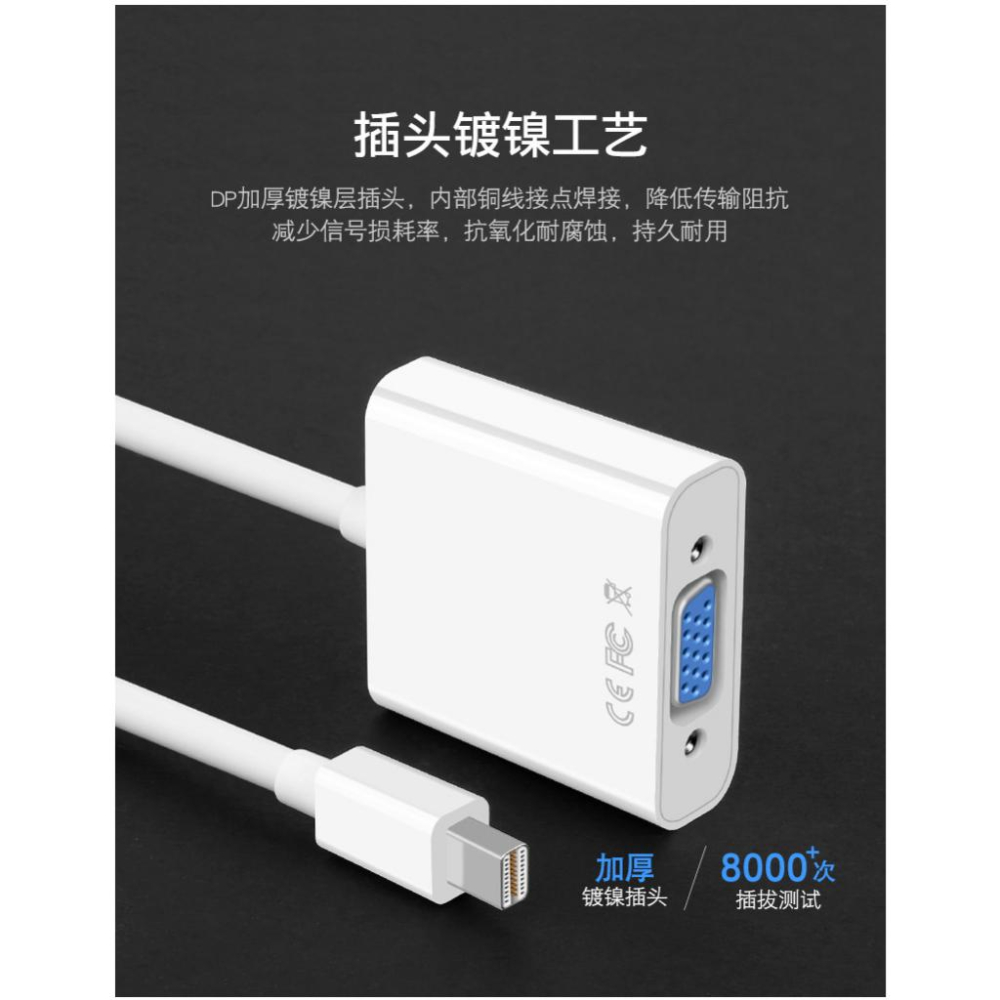 Mini DP TO VGA Mini DP 轉 VGA 電腦轉接 電視轉接 投影機轉接 高清轉接頭 高清線 黑 白-細節圖6