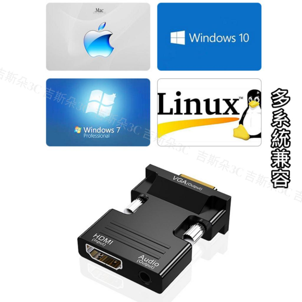 HDMI轉VGA 轉換器 HDMI to VGA  帶音頻  免運 轉接頭 附音頻線 各式設備轉接-細節圖6