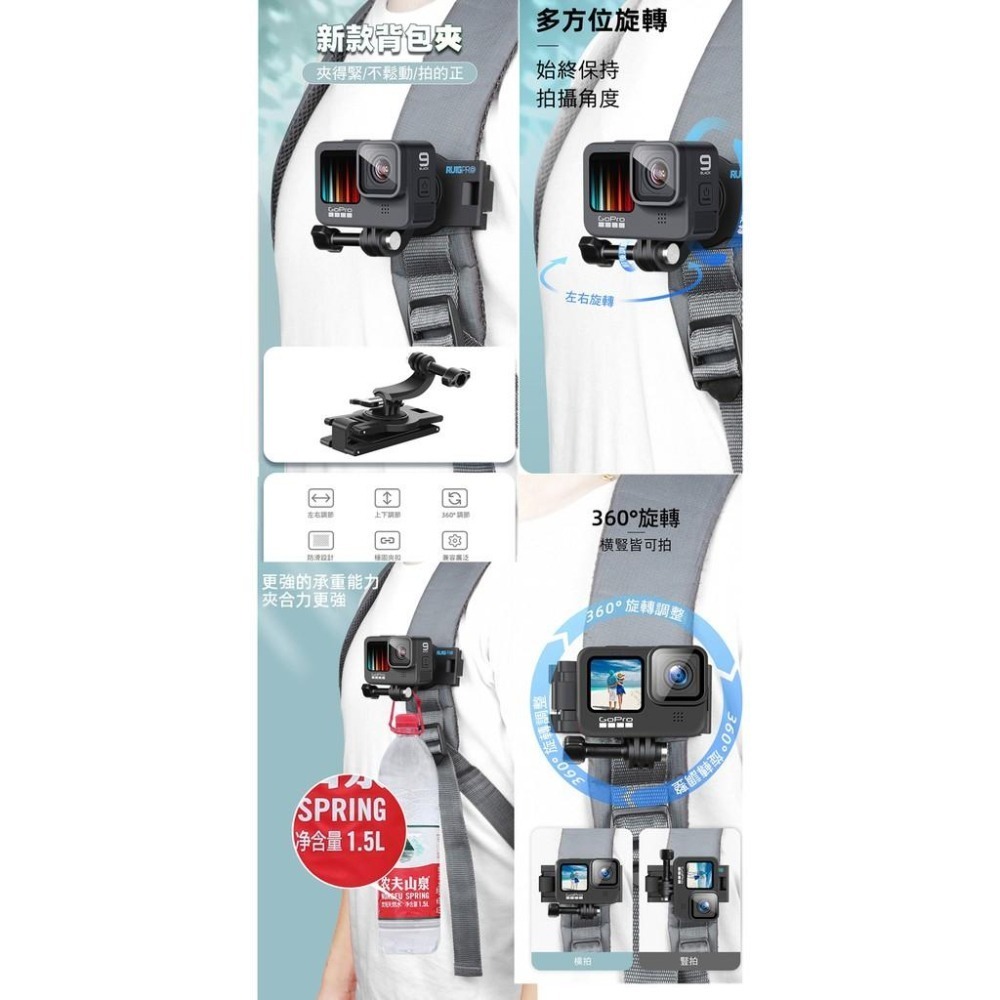 【附發票】睿谷 GOPRO DJI 新款卡扣背包夾 運動相機  副廠-細節圖8