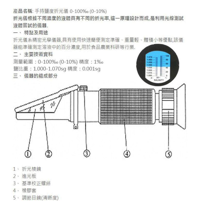 【附發票】掌上型 0-100‰ 海水鹽度計 海水比重計 水族 自動溫度補償型 折光儀-細節圖3