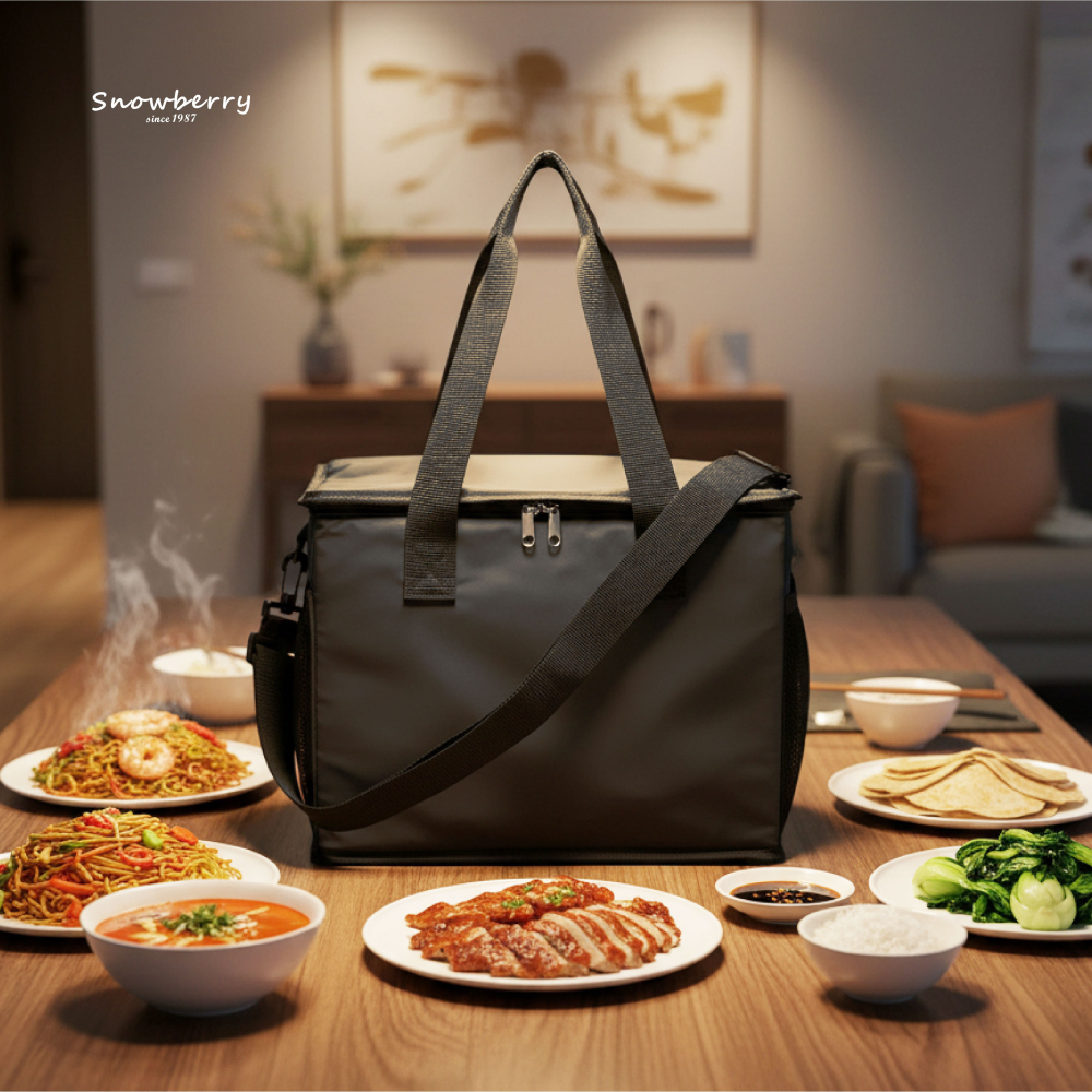 20L 經典月子餐外送袋 -PN11919 黑色耐用夾網布 手提+肩揹式-細節圖4