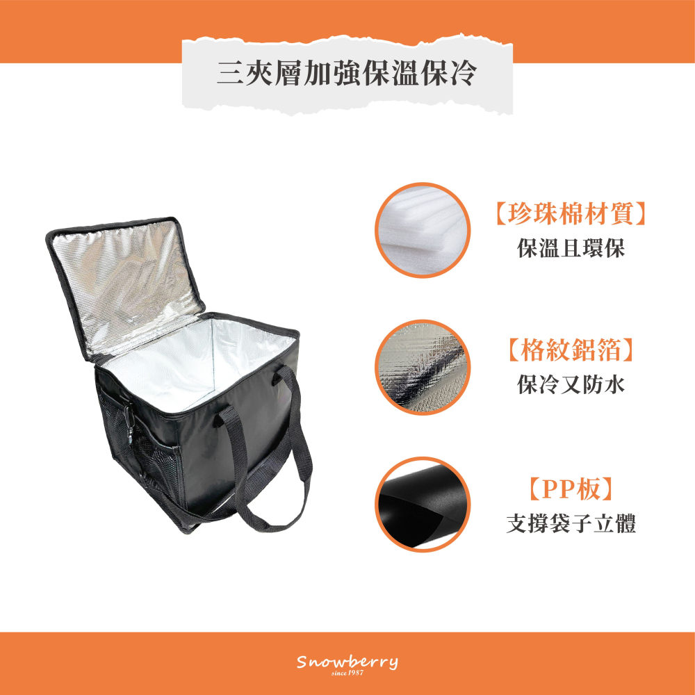 20L 經典月子餐外送袋 -PN11919 黑色耐用夾網布 手提+肩揹式-細節圖8