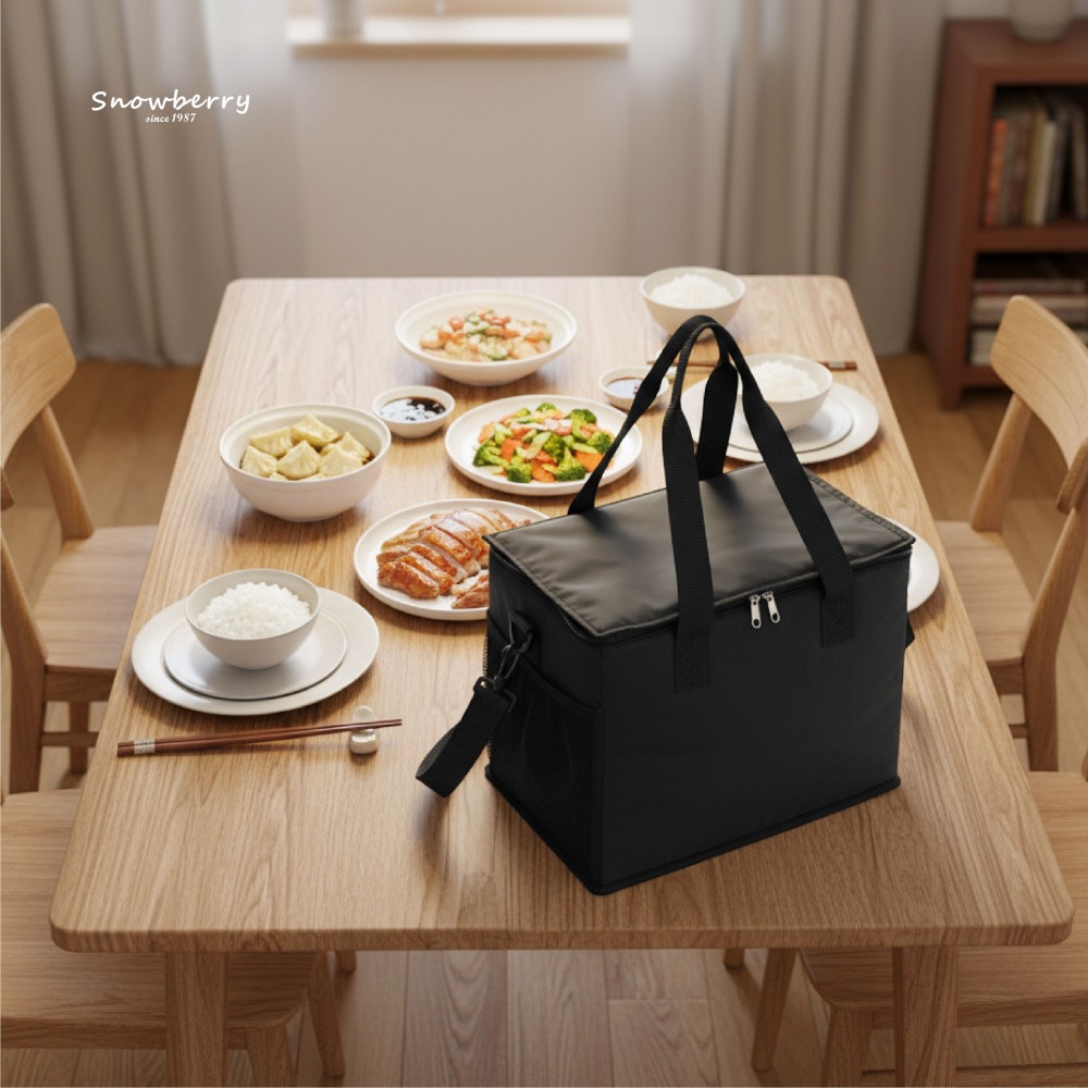 20L 經典月子餐外送袋 -PN11919 黑色耐用夾網布 手提+肩揹式-細節圖3