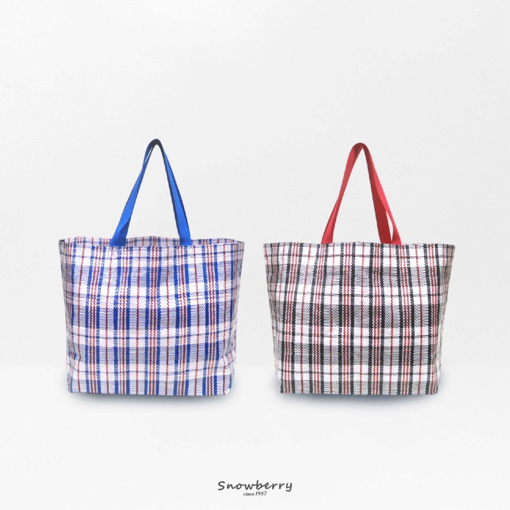 蘇格蘭紋編織購物袋 大容量 購物袋 雪瑞 snowberry-細節圖6