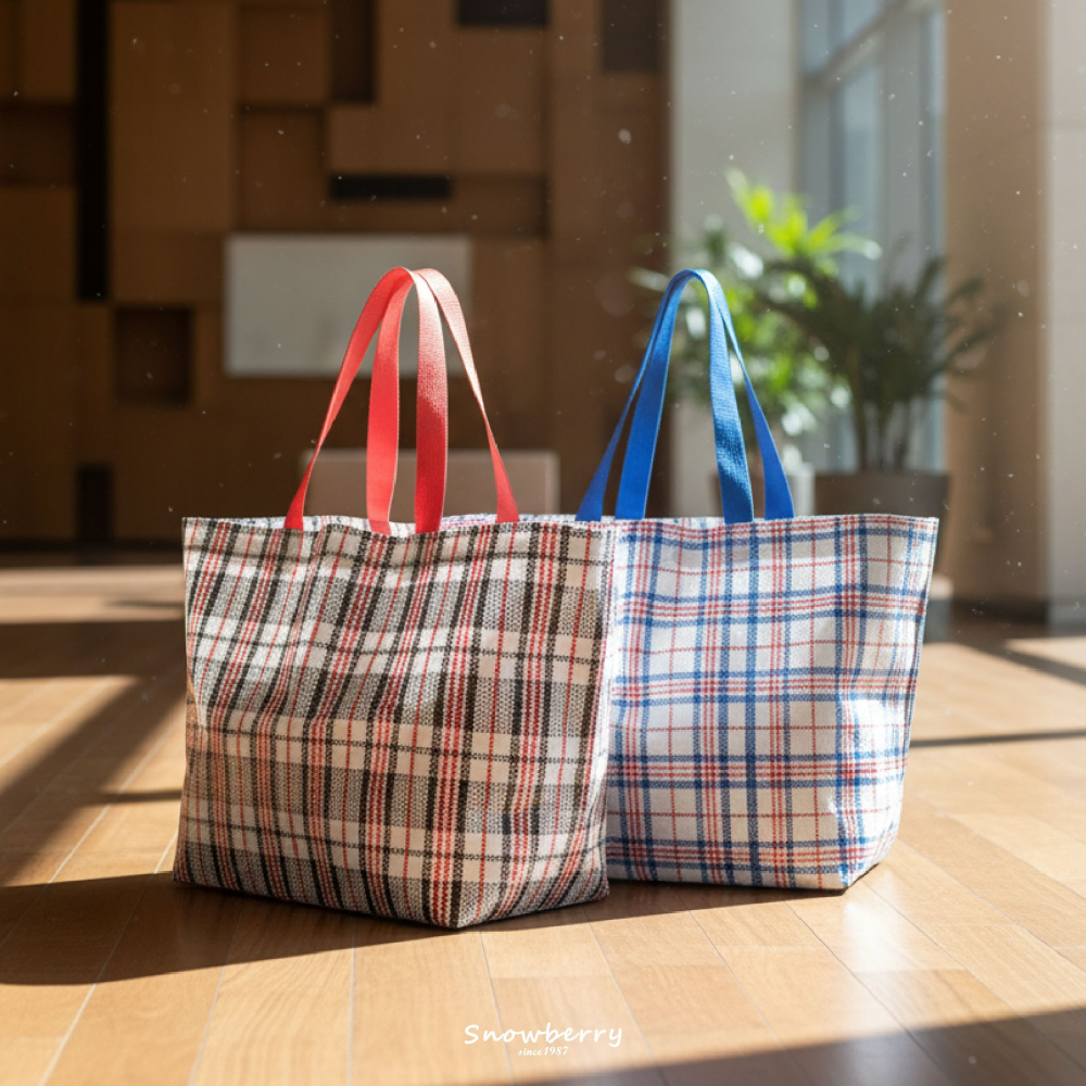 蘇格蘭紋編織購物袋 大容量 購物袋 雪瑞 snowberry-細節圖7