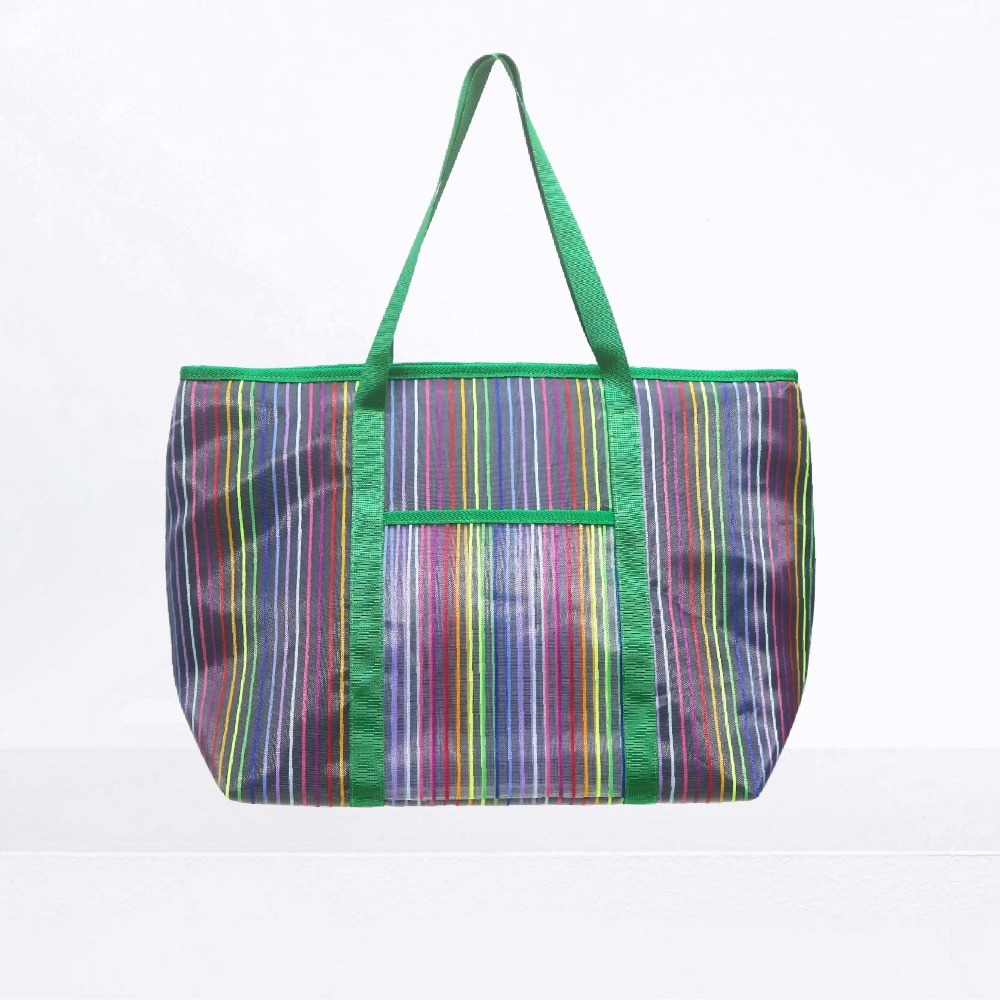 彩色條紋網紗-綠色