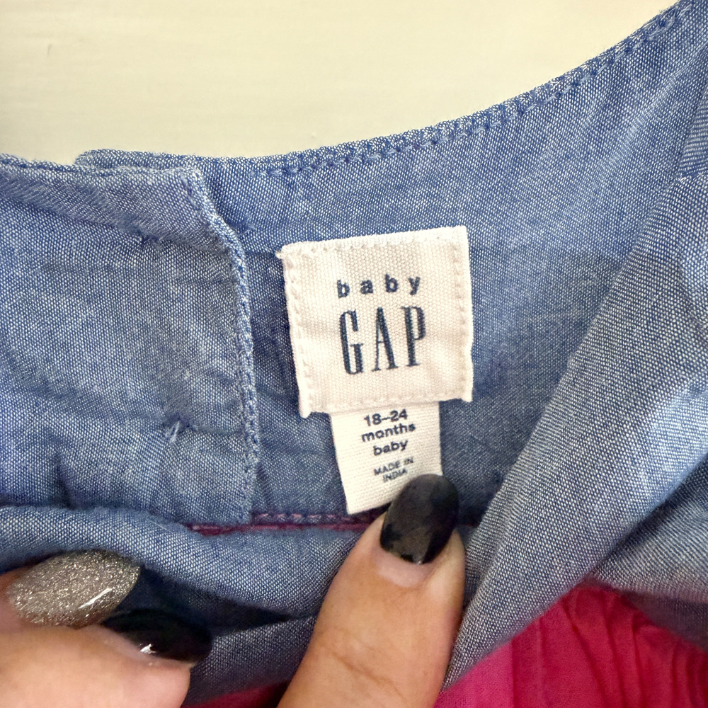 二手 baby GAP 女童 女嬰  拼接風洋裝-細節圖3