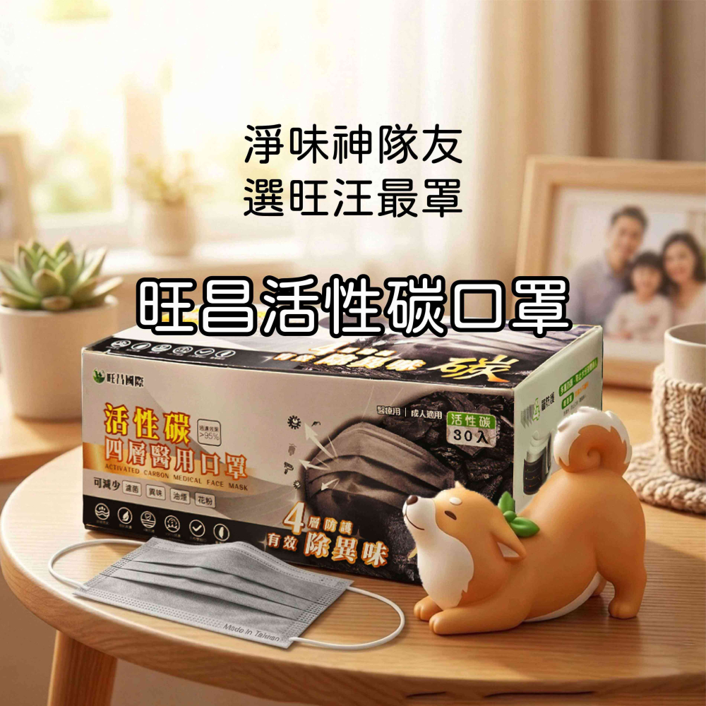 【旺昌國際】官方直營 醫療防護口罩 活性碳口罩 防霾 除臭 成人平面 滿版 三層不織布 拋棄式  MIT台灣製-細節圖4