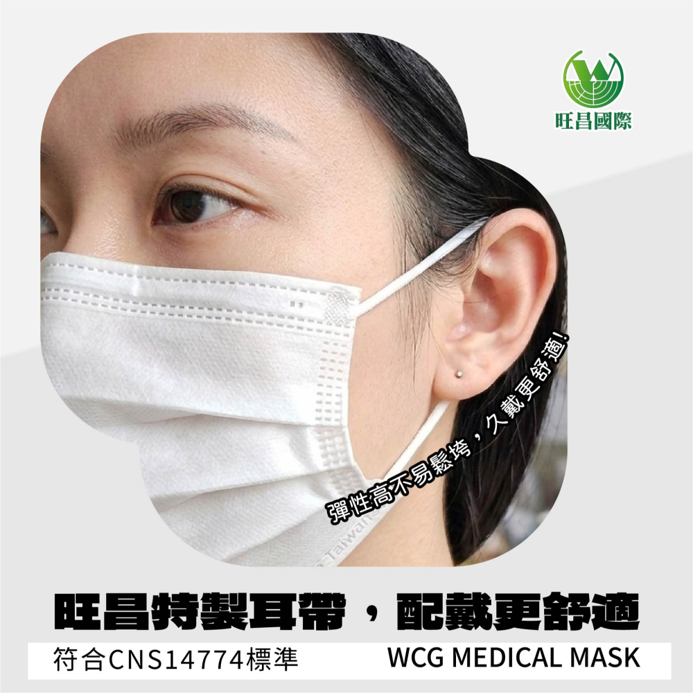 【旺昌國際】醫療防護口罩 官方直營 天使白 雙鋼印 MIT 台灣製 成人 三層不織布 素面平面 醫療口罩 (50入)-細節圖6