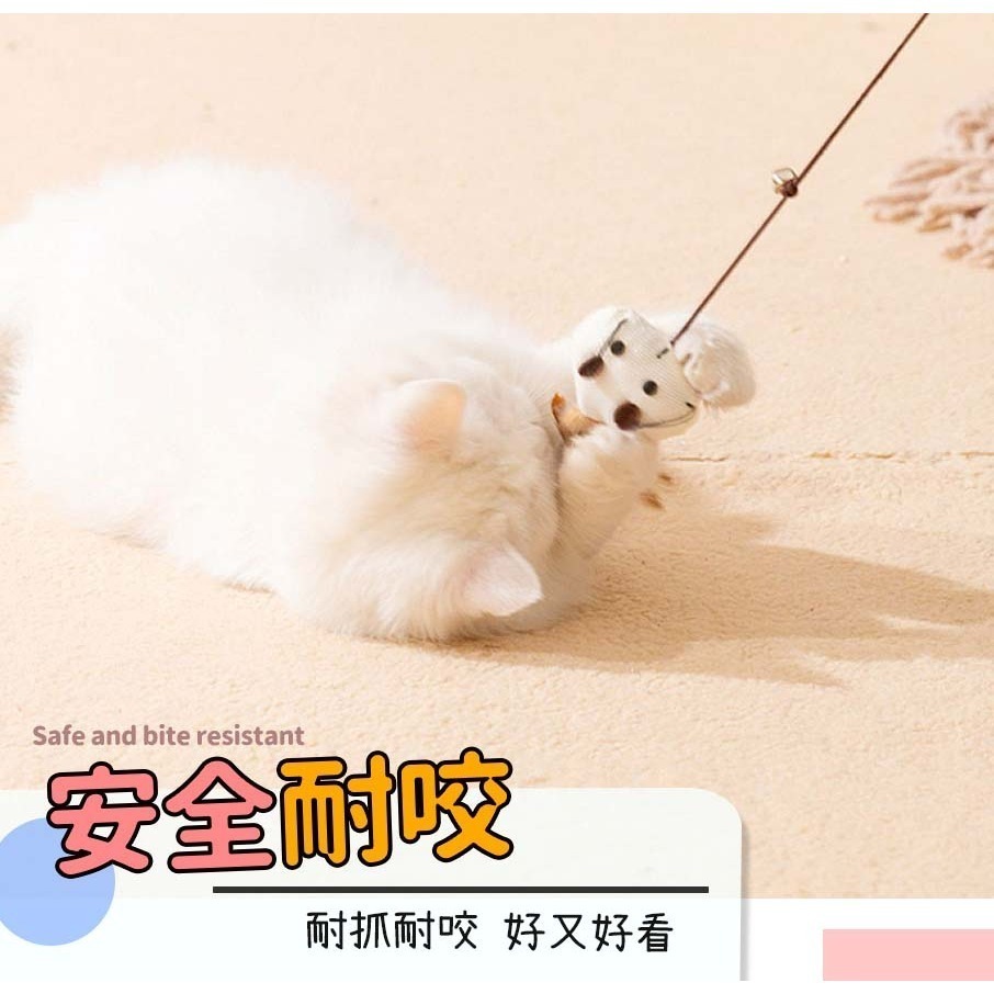 【安全耐咬/高纖維粗麻】🐈原木鈴鐺逗貓棒 逗貓玩具 鈴鐺逗貓棒 逗貓玩具 逗貓神器 釣竿逗貓 寵物玩具 貓咪玩具-細節圖7
