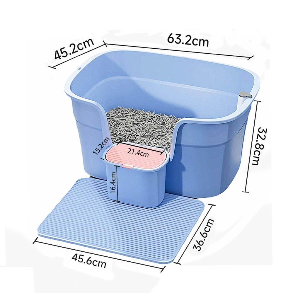 【踏板設計/大空間】🐈一體式貓砂盆 漏砂踏板 送貓砂鏟 開放式貓盆 超大貓砂盆 貓砂踏板 貓砂墊 貓砂盆 貓便盆-規格圖9