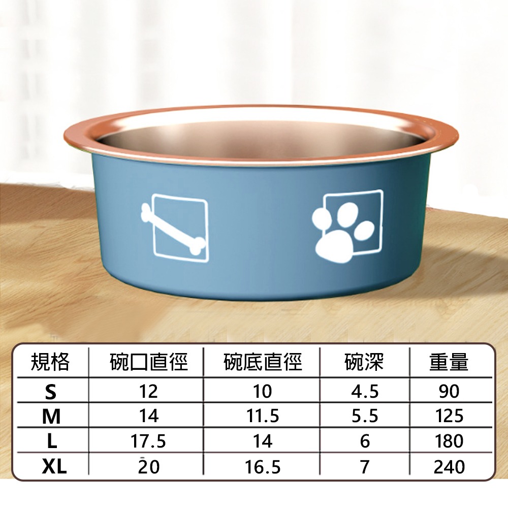 【多種規格/大容量】🐶🐱寵物不鏽鋼碗 不鏽鋼單碗 橡膠止滑 不鏽鋼腳印碗 防滑不鏽鋼碗 塑膠套寵物碗 狗碗 貓碗-規格圖8