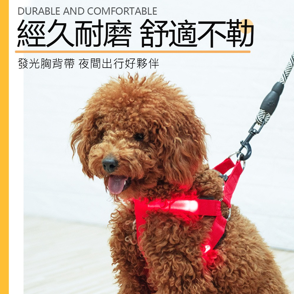 【舒適不勒/夜間出遊】🐶LED發光寵物胸背帶 胸背帶 狗背帶 防走丟 狗胸背帶 狗背帶 寵物胸背帶 閃光寵物胸背帶-細節圖4