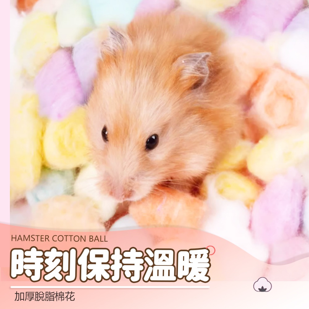 【柔軟蓬鬆/透氣保暖】🐹倉鼠彩色棉球 (約100粒) 彩虹棉球 棉球 脫脂棉球 倉鼠 鼠 小寵保暖墊 倉鼠窩墊-細節圖7