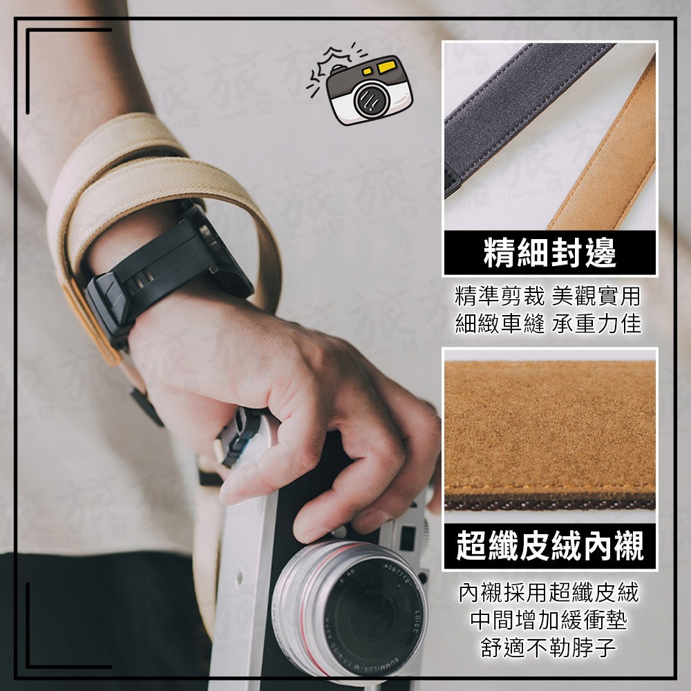 【台灣現貨🇹🇼快速出貨】相機背帶 相機掛繩 復古英倫風 牛仔布 拍立得背帶 減壓背帶 相機掛帶 相機繩 皮質相機掛繩-細節圖3
