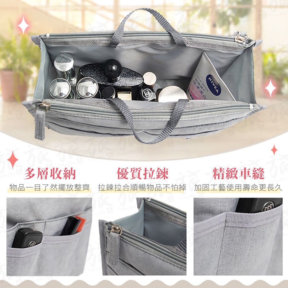 【台灣現貨🇹🇼快速出貨】包中包 包內整理 雙拉鍊包中包 袋中袋 整理袋 內膽包 整理包 帆布收納包 多功能收納袋-細節圖5