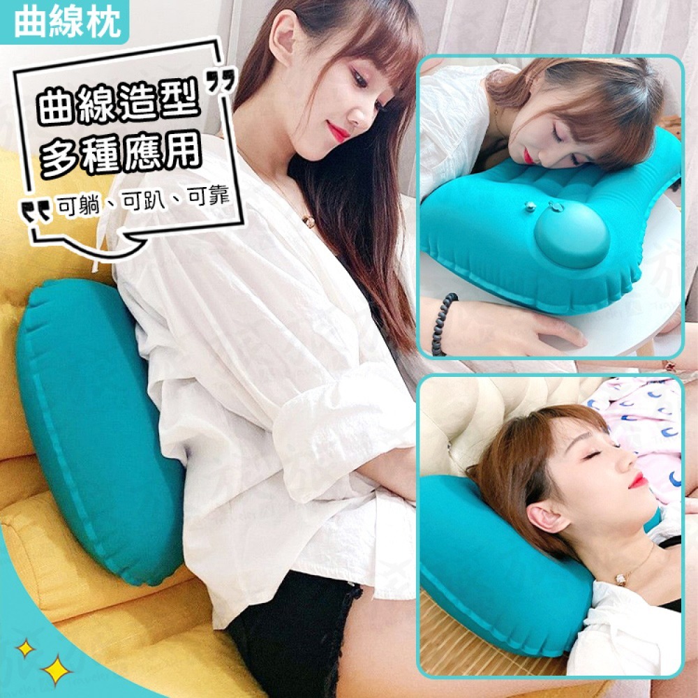 【台灣現貨🇹🇼快速出貨】按壓式充氣枕 U型枕 充氣枕頭 頸枕 午睡枕 旅行枕 腰靠 趴睡枕 登機枕 飛機枕-細節圖6