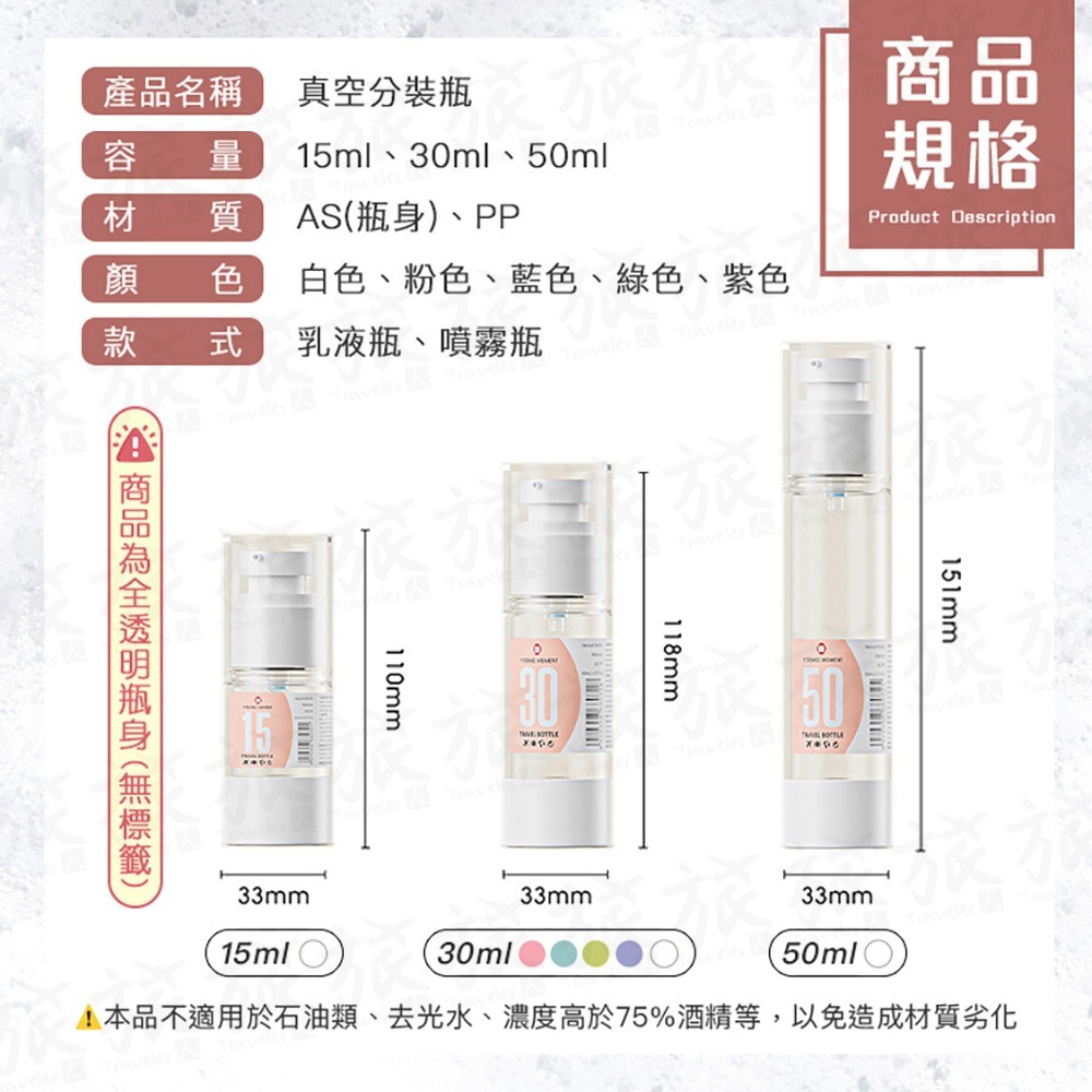 【台灣現貨🇹🇼快速出貨】真空分裝瓶  旅行分裝瓶 真空瓶 乳液瓶 噴霧瓶 分裝瓶 分裝罐 真空乳液瓶 真空噴霧瓶-細節圖2