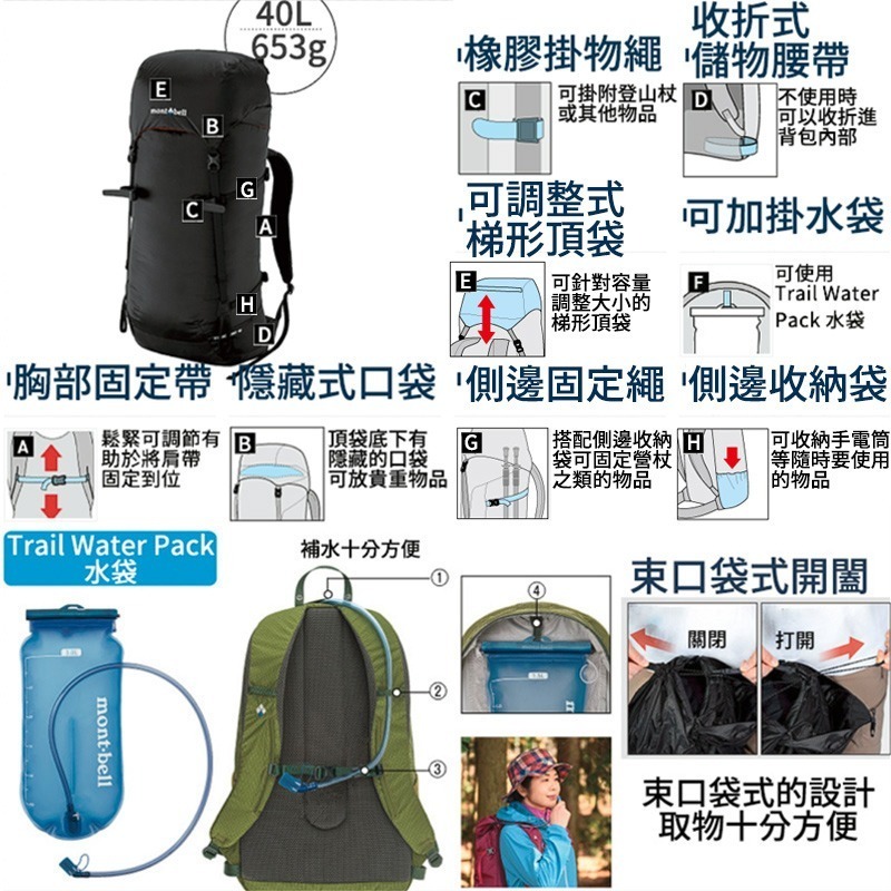 mont-bell BALANCE LIGHT 20L 30L 40L 耐用包 攻頂包 登山 露營 旅行 戶外 背包-細節圖6