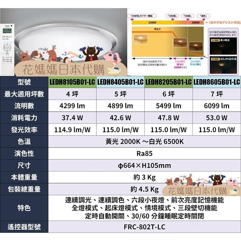 日本原裝 空運 TOSHIBA 東芝 LEDH8605B01-LC 導光環豪華款 LED 吸頂燈 7坪 調光 調色-細節圖8