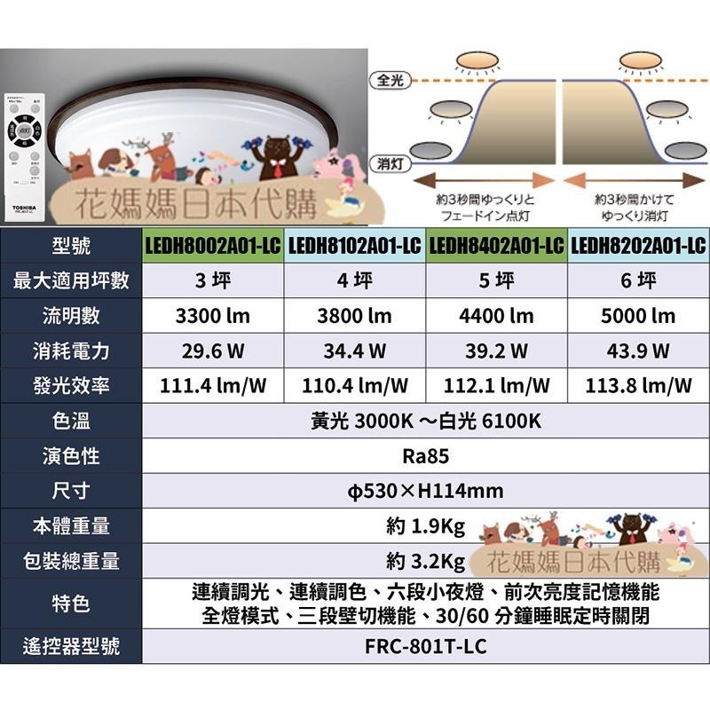 日本原裝 TOSHIBA 東芝 LEDH8402A01-LC 木飾邊框基本款 LED 吸頂燈 5坪 調光 調色-細節圖8