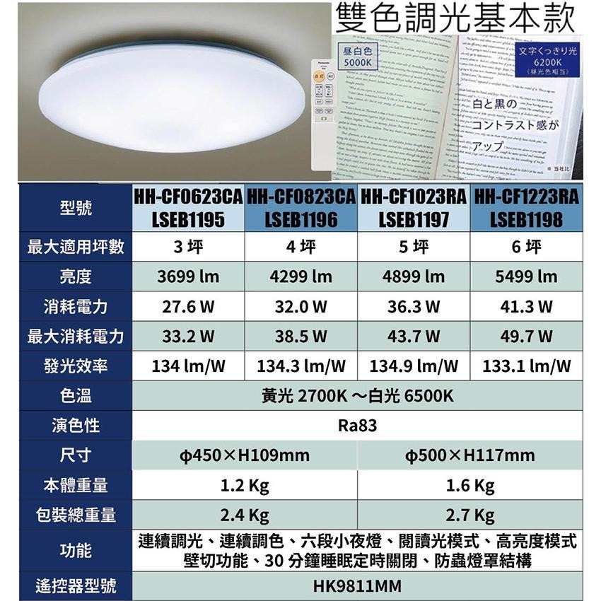 日本製 空運 Panasonic HH-CF1223RA  基本款 LED 吸頂燈 6坪 調光 調色  臥室 書房-細節圖9