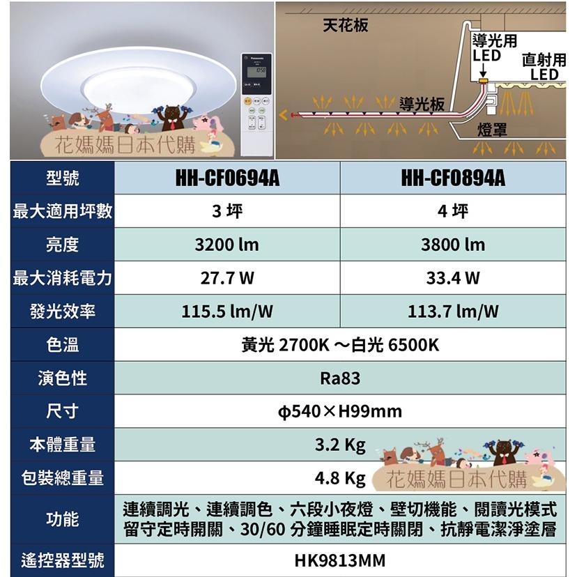 日本製 空運 Panasonic HH-CF0694A 導光板基本款 LED 吸頂燈 3坪 國際牌 調光 調色-細節圖9