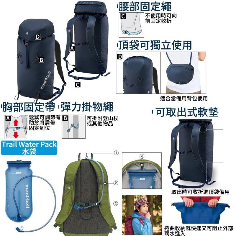 mont-bell STORM PACK 防水輕量包 20L 30L 登山包 輕量包 攻頂包 登山 露營 旅行 背包-細節圖4