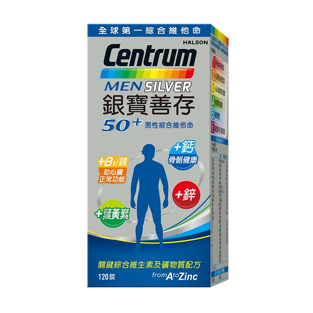 任選-銀寶男性/女性50+ 綜合維他命(120錠/盒-男女專屬配方 2種人體必需關鍵營養素 思緒清晰)-細節圖3