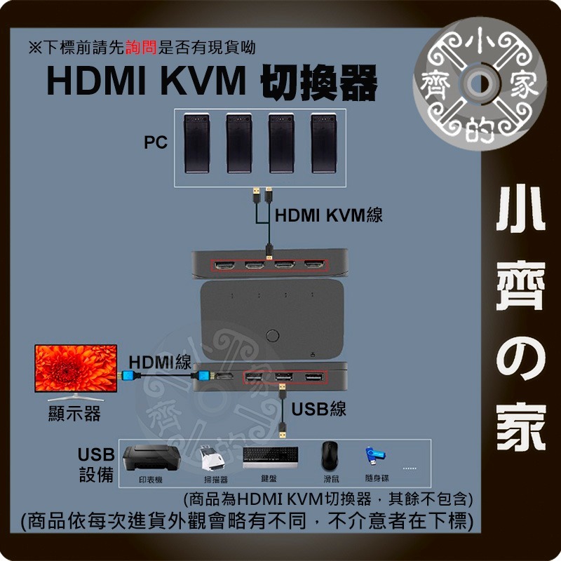 4K*2K HDMI KVM USB 切換器 四進一出 四口 4對1 螢幕切換器 1080P FHD UHD 小齊的家-細節圖2